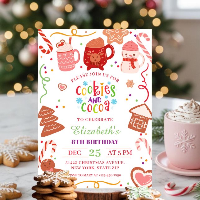Cute Christmas Cookies and Cocoa Birthday party  Inbjudningar (Skapare uppladdad)