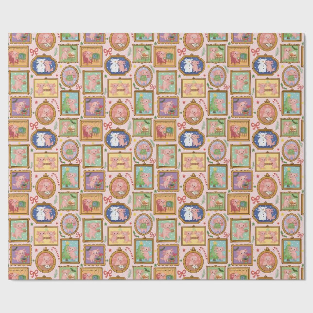 Cute Christmas coquette axolotl wrapping paper  Presentpapper (Platt)