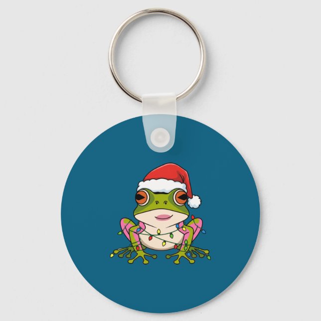 Cute Christmas Coqui Frog _ Holiday Puerto Rican L Nyckelring (Framsida)