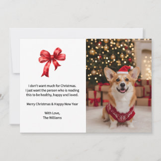 Cute Christmas Corgi Dog Custom Photo Julkort