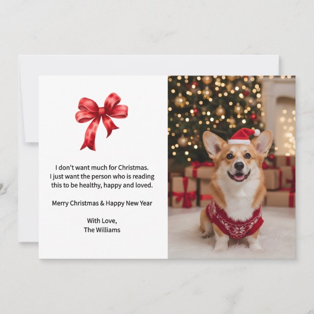 Cute Christmas Corgi Dog Custom Photo Julkort (Framsida)