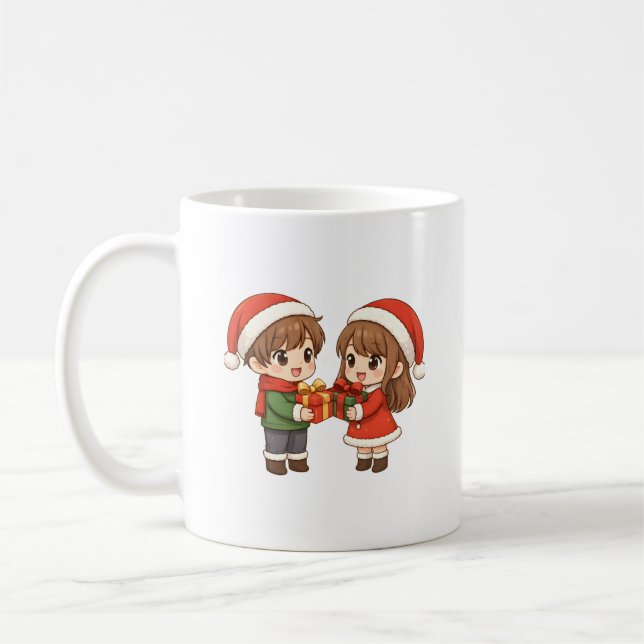 Cute Christmas Couple Mug Kaffemugg (Vänster)