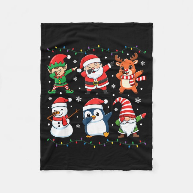 Cute Christmas Dabbing Santa Elf Reindeer Boys Gir Fleecefilt (Framsidan)