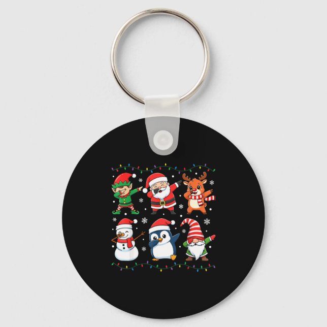 Cute Christmas Dabbing Santa Elf Reindeer Boys Gir Nyckelring (Framsida)