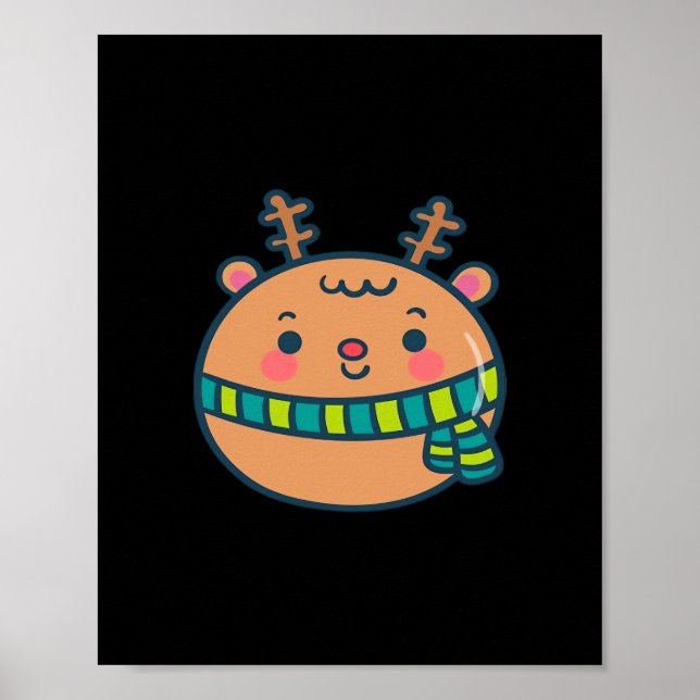 Cute Christmas Deer Festive Classic Design  Poster (Framsidan)