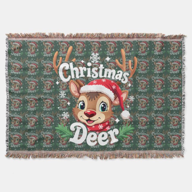 Cute Christmas Deer Illustration Filt (Framsidan)