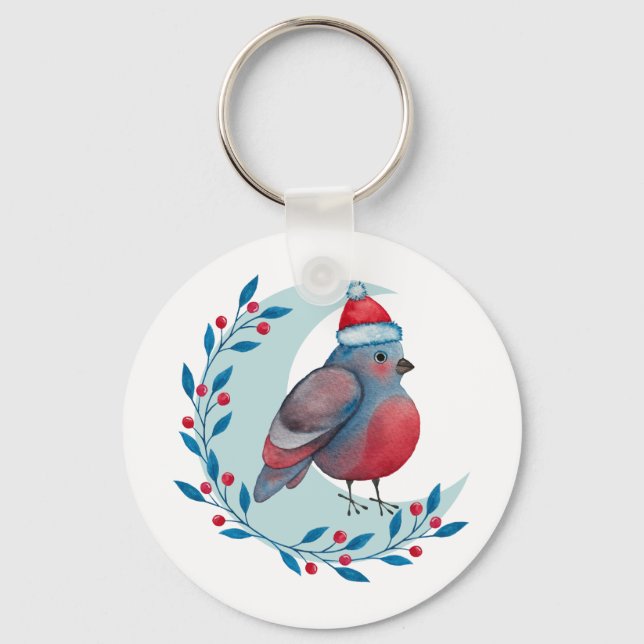 Cute christmas dekorativ kudde med vattenfärg illu nyckelring (Framsida)