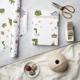 Cute Christmas Dinosaur Holiday Design wrapping  Presentpapper
