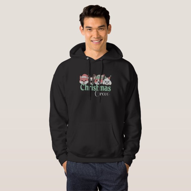 Cute Christmas Dog Crew Hoodie (Hel framsida)