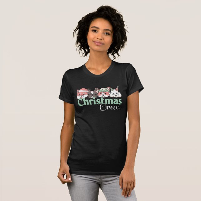 Cute Christmas Dog Crew T Shirt (Hel framsida)