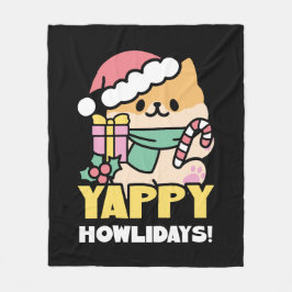 Cute Christmas Dog - Yappy Howlidays  Fleecefilt