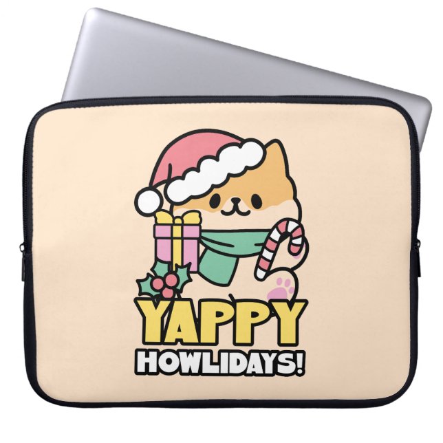Cute Christmas Dog - Yappy Howlidays  Laptop Fodral (Framsidan)