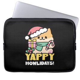 Cute Christmas Dog - Yappy Howlidays Laptop Fodral