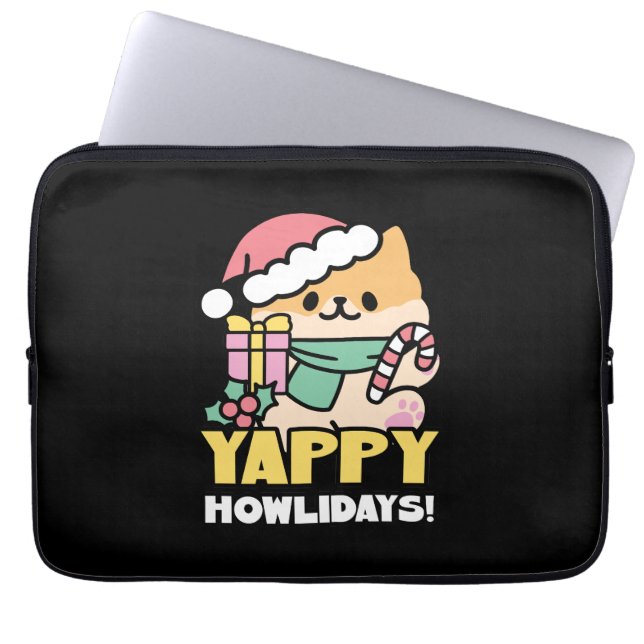 Cute Christmas Dog - Yappy Howlidays  Laptop Fodral (Framsidan)