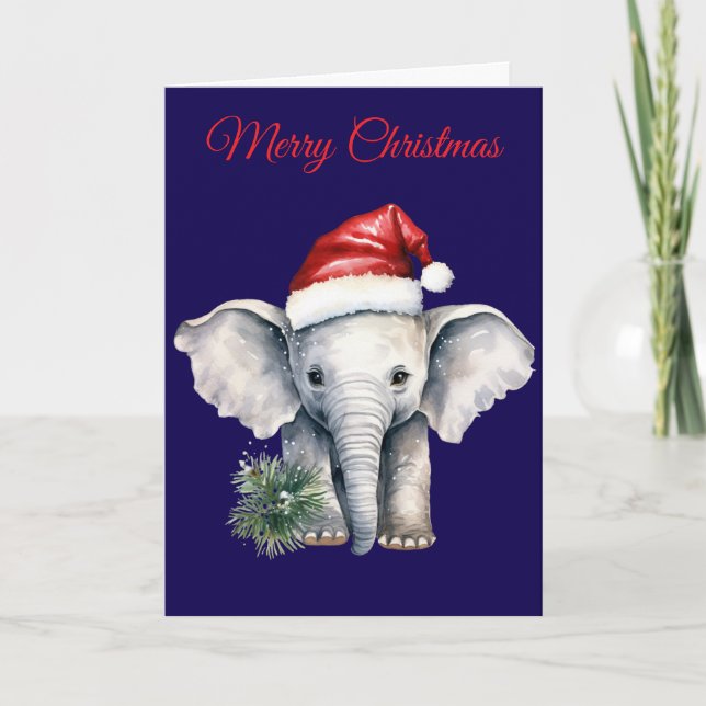 Cute Christmas Elephant Helgkort (Framsida)