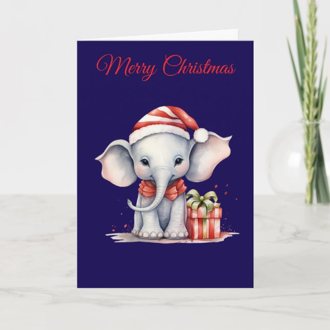 Cute Christmas Elephant Helgkort (Framsida)