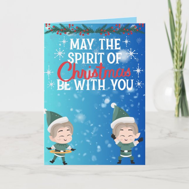 Cute Christmas Elf Duo Holiday Greeting Kort (Framsida)
