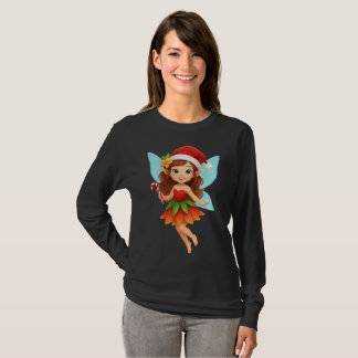 Cute Christmas Fairy Illustration Adorable Holiday T Shirt