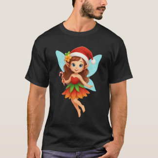 Cute Christmas Fairy Illustration Adorable Holiday T Shirt