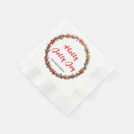 Cute Christmas Floral Wreath Holiday Napkins Pappersservett