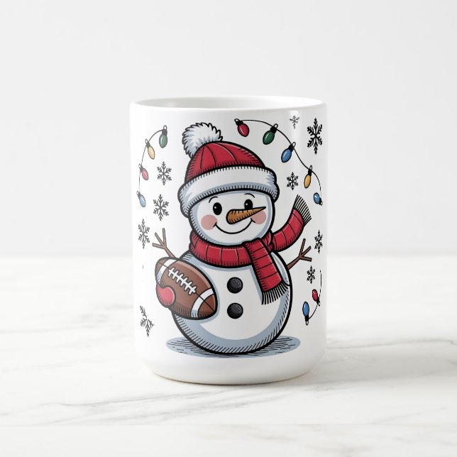 Cute Christmas Football Snowman Holiday Illustrati Kaffemugg (Center)