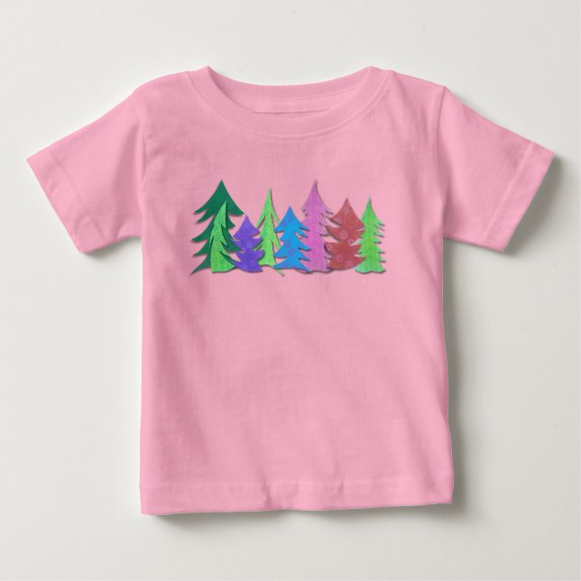 Cute Christmas Forest Colorful T Shirt (Framsida)