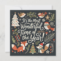 Cute Christmas forest robins and foxes Holiday Car