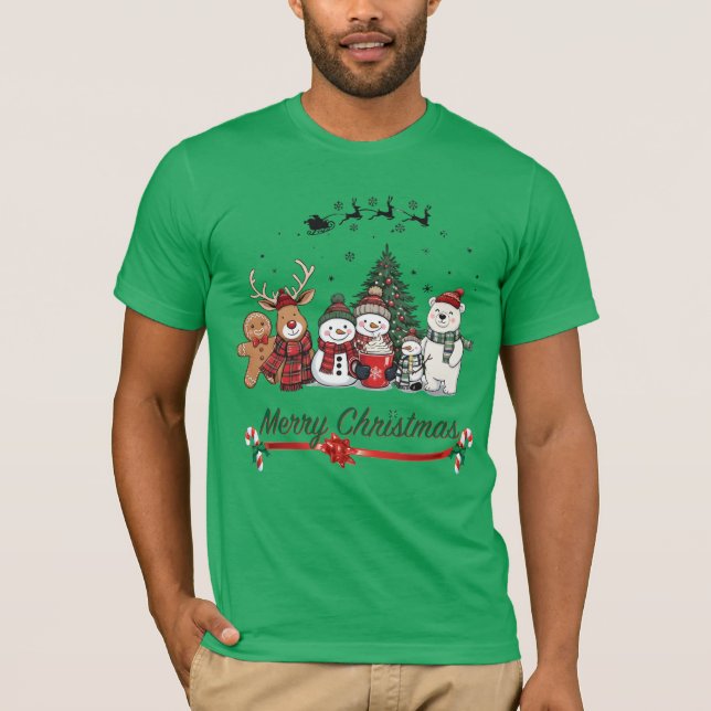 Cute Christmas Friends Shirt, Merry Christmas Squa T Shirt (Framsida)