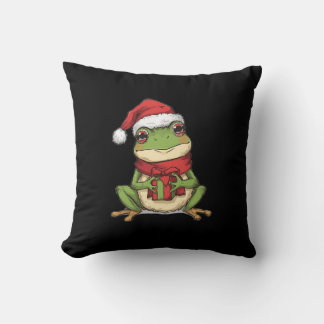 Cute Christmas Frog Sweater - Santa Frog Holding G Kudde