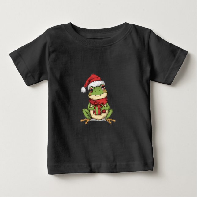 Cute Christmas Frog Sweater - Santa Frog Holding G T Shirt (Framsida)