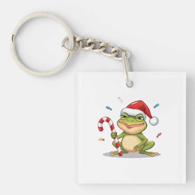 Cute Christmas Frog With Candy Cane - Funny Holida (Framsidan)