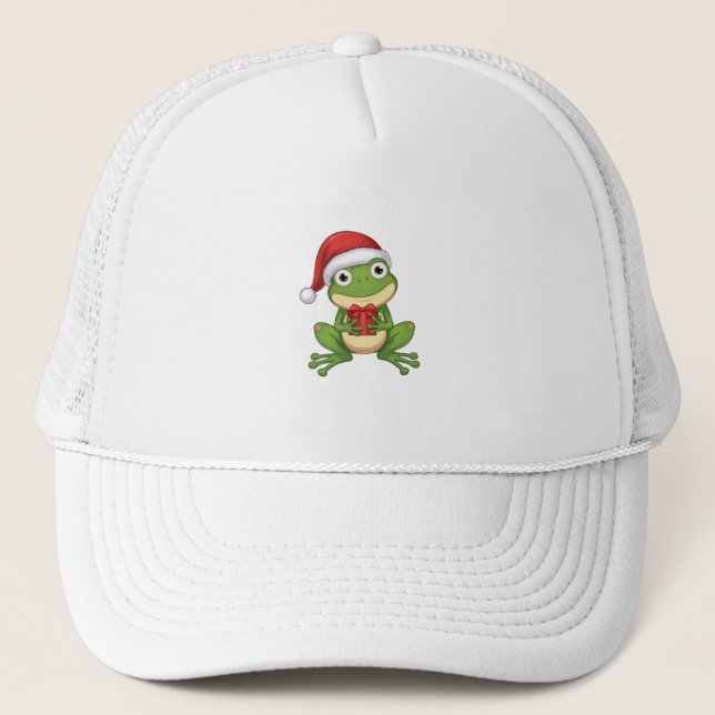Cute Christmas Frog with Santa Hat and Gift |  Fun Keps (Framsida)