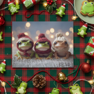 Cute Christmas Frogs Vykort