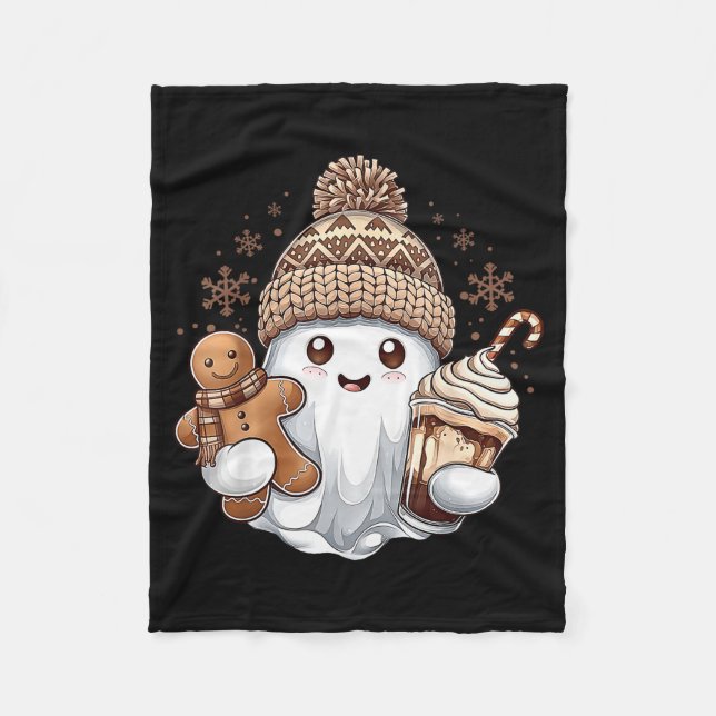 Cute Christmas Ghost Coffee Gingerbread Boojee Xma Fleecefilt (Framsidan)
