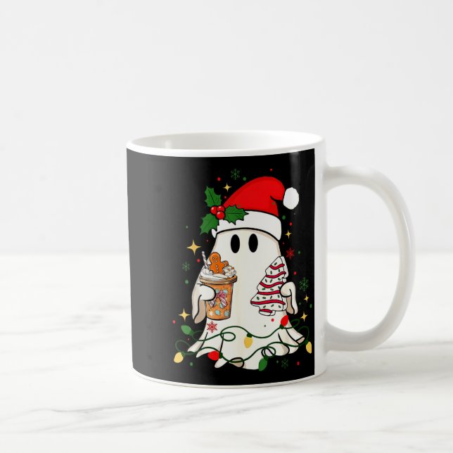 Cute Christmas Ghost Coffee Tree Cake Xmas Lights  Kaffemugg (Höger)