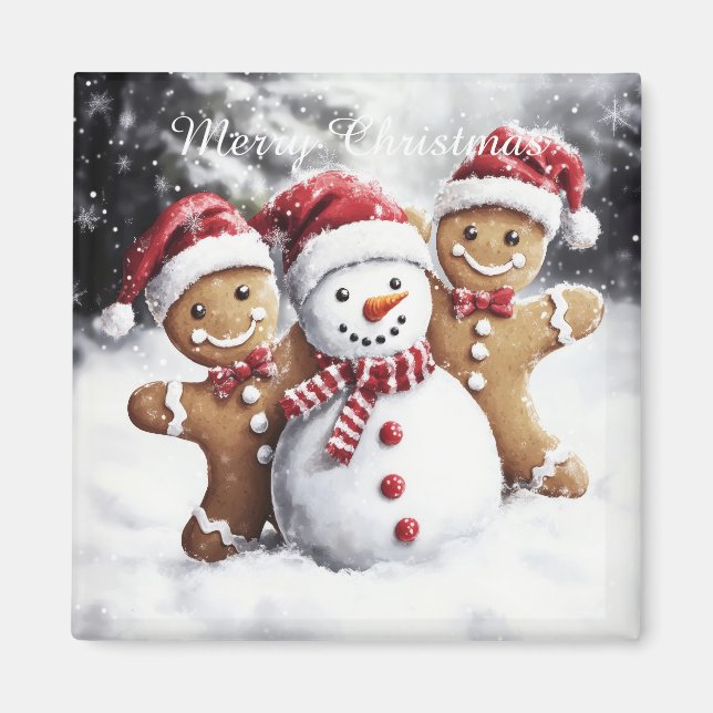 Cute Christmas Gingerbread and Snowman Magnet (Framsidan)