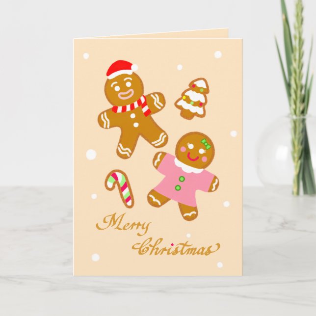 Cute Christmas Gingerbread Custom Holiday Card  Helgkort (Framsida)
