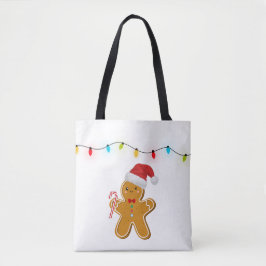 Cute Christmas Gingerbread Man Tote Bag Tygkasse