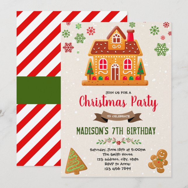 Cute christmas gingerwoodinbjudan inbjudningar (Fram/baksida)