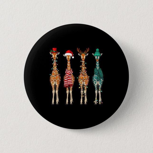 Cute Christmas Giraffe Funny Animal Lover Gift Kid Knapp (Framsida)