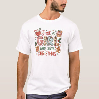 Cute Christmas Girl Holiday Design T Shirt