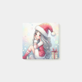 Cute Christmas Girl post-it note Block