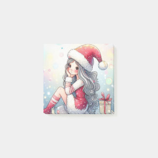 Cute Christmas Girl post-it note Block