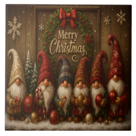 Cute Christmas Gnomes Merry Kakelplatta
