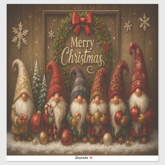 Cute Christmas Gnomes Merry Klistermärken (Ark)