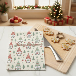 Cute Christmas Gnomes Scandinavian Kitchen Towel Kökshandduk