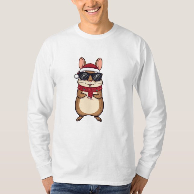 Cute Christmas Hamster in Holiday Outfit T Shirt (Framsida)