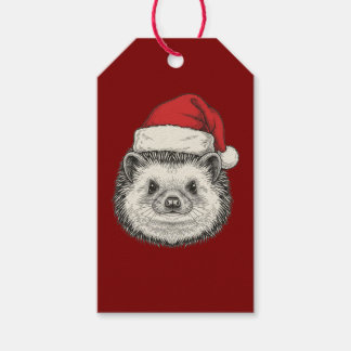 Cute Christmas Hedgehog Presentetikett