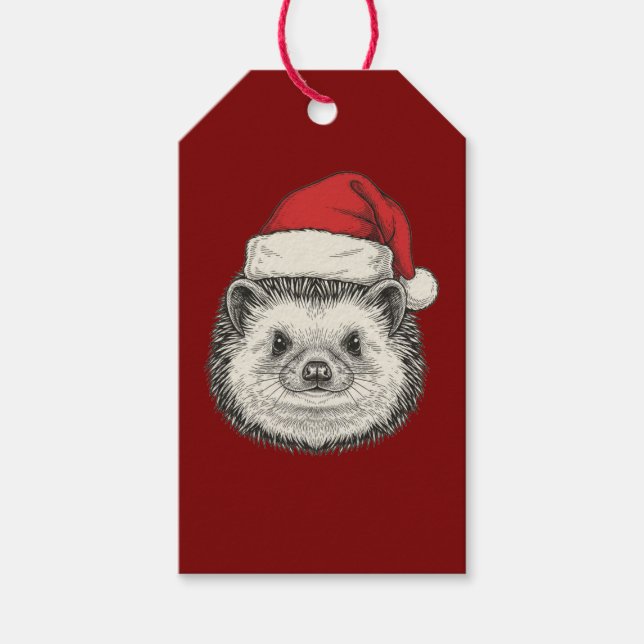 Cute Christmas Hedgehog Presentetikett (Framsidan)