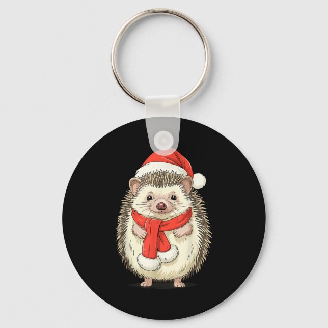 Cute Christmas Hedgehog Santa  Nyckelring (Framsida)
